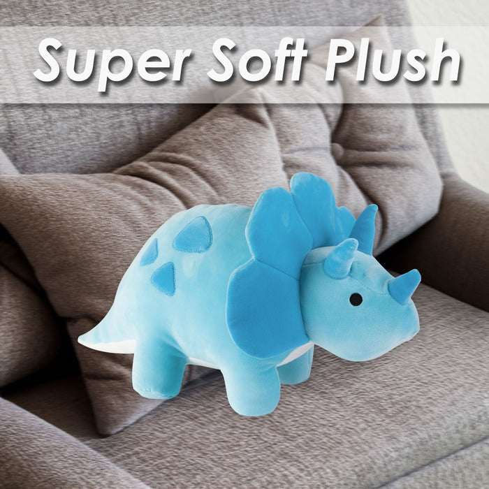 Tricerotops Soft Toy Dinosaur Plush Cuddly Soft Fluffy Plushie Dino 23cm Blue
