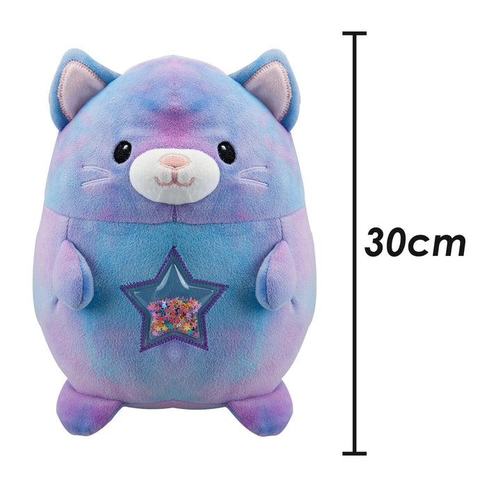 Cat Soft Toy Glitter Star Belly Plush Cuddly Fluffy Kitty Plushie 30cm Blue