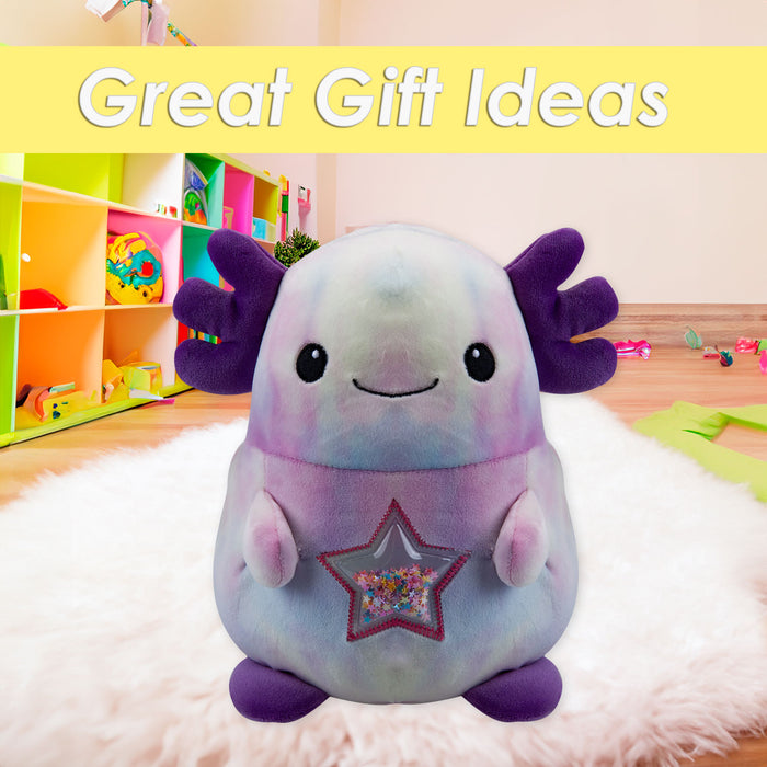 Axolotl Soft Toy Glitter Star Belly Plush Cuddly Fluffy Plushie 30cm Purple