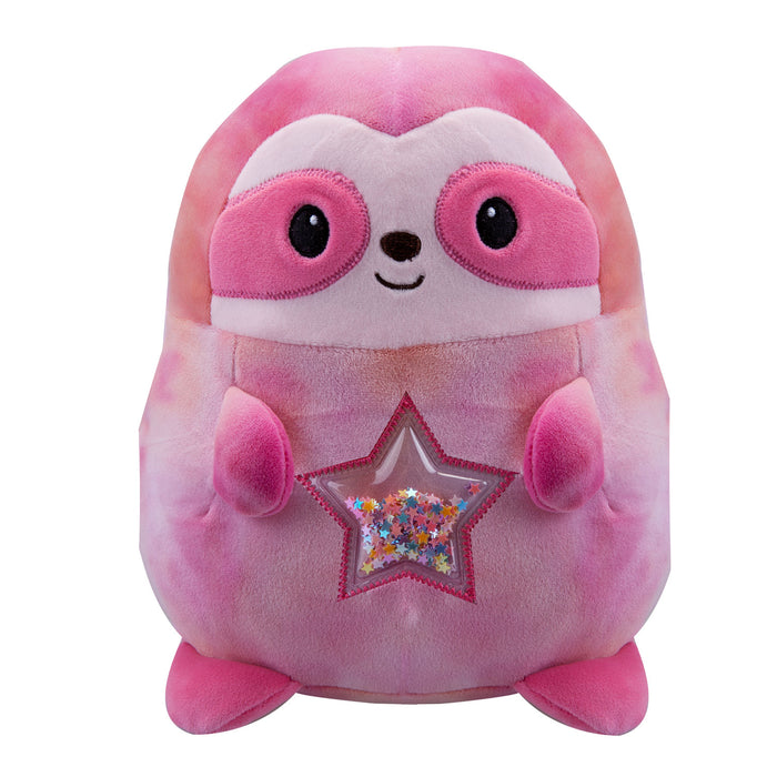 Sloth Soft Toy Glitter Star Belly Plush Cuddly Fluffy Plushie 30cm Pink