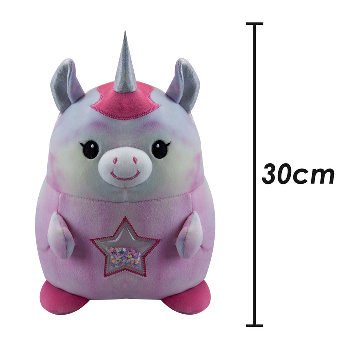 Unicorn Soft Toy Glitter Star Belly Plush Cuddly Fluffy Plushie 30cm Pink