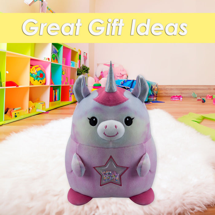 Unicorn Soft Toy Glitter Star Belly Plush Cuddly Fluffy Plushie 30cm Pink