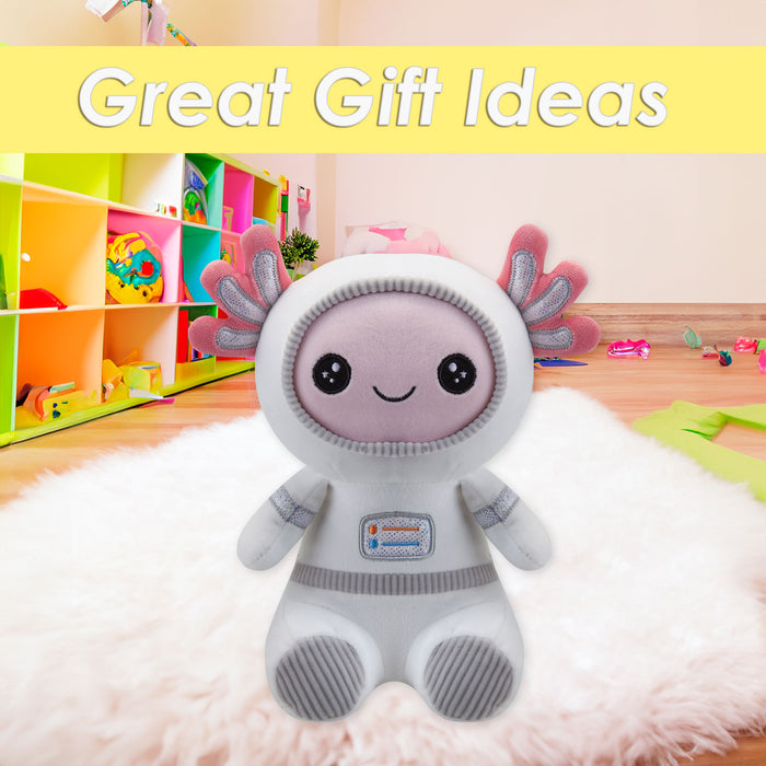 Axolotl Soft Toy Astronaut Plush Cute Fluffy Plushie White