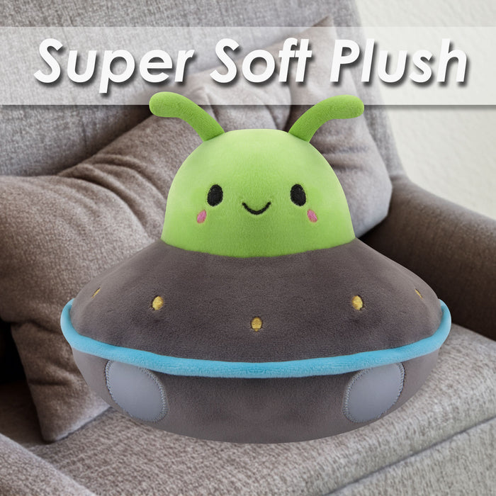UFO Green Soft Toy UFO Space Ship Plush Cuddly Fluffy Soft Plushie 22cm Green