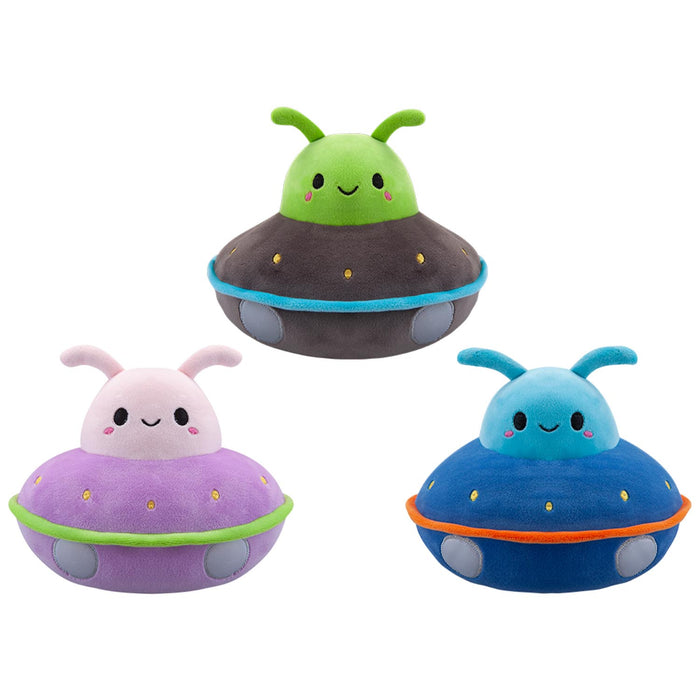 UFO Green Soft Toy UFO Space Ship Plush Cuddly Fluffy Soft Plushie 22cm Green