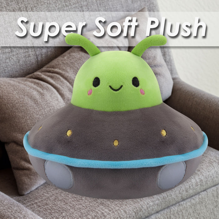 UFO Green Soft Toy UFO Space Ship Plush Cuddly Fluffy Soft Plushie 35cm Green