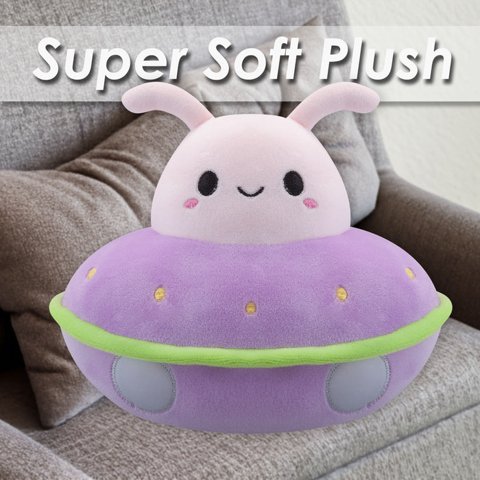UFO Pink Soft Toy UFO Space Ship Plush Cuddly Fluffy Soft Plushie 35cm Pink