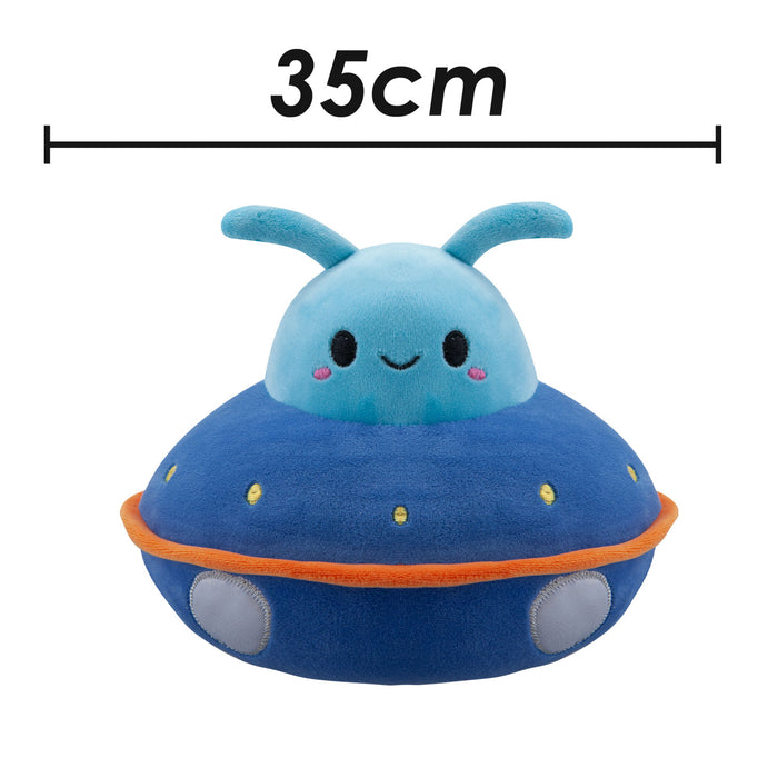 UFO Blue Soft Toy UFO Space Ship Plush Cuddly Fluffy Soft Plushie 35cm Blue