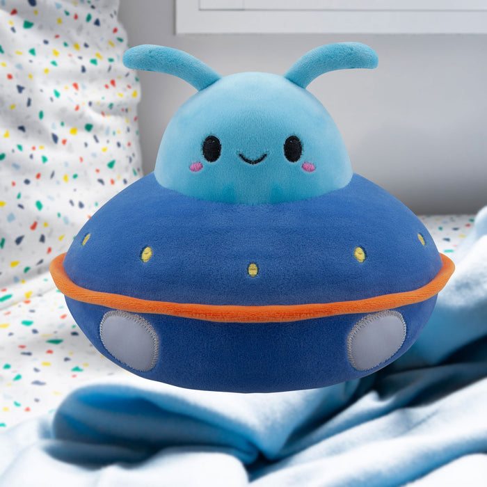 UFO Blue Soft Toy UFO Space Ship Plush Cuddly Fluffy Soft Plushie 35cm Blue