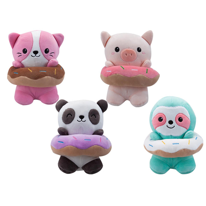 Sloth Soft Toy Donut Animal Food Plush Cuddly Soft Furry Fluffy 18cm Blue