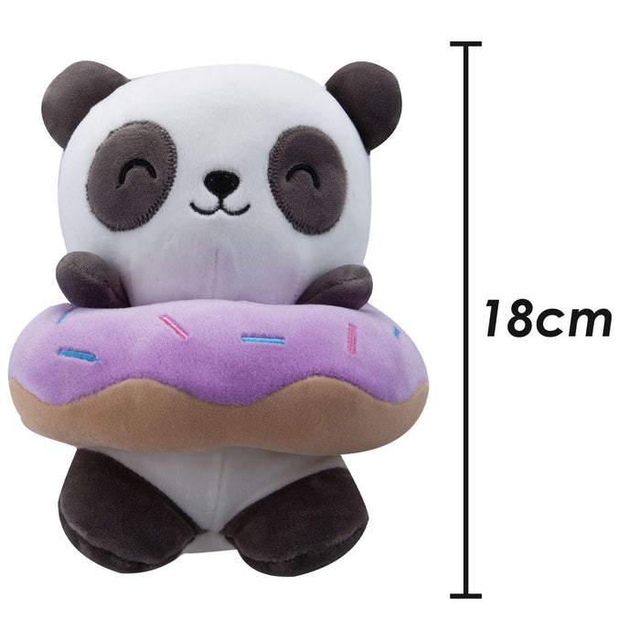 Panda Soft Toy Donut Animal Food Plush Cuddly Soft Furry Fluffy 18cm White