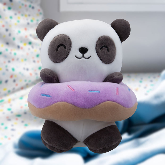 Panda Soft Toy Donut Animal Food Plush Cuddly Soft Furry Fluffy 18cm White