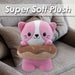 Cat Soft Toy Donut Animal Food Plush Cuddly Soft Furry Fluffy 18cm Pink