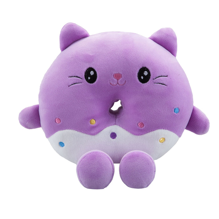 Cat Donut Soft Toy Animal Food Plush Cuddly Soft Furry Fluffy 18cm Purple