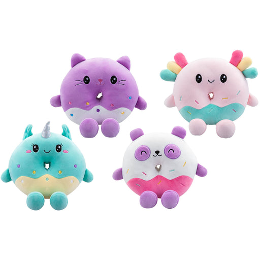 Cat Donut Soft Toy Animal Food Plush Cuddly Soft Furry Fluffy 18cm Purple