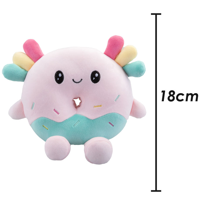 Axolotl Donut Soft Toy Animal Food Plush Cuddly Soft Furry Fluffy 18cm Pink