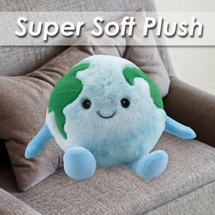 Earth Soft Toy Planet Solar System Plush Cuddly Soft Furry Fluffy 18cm Blue
