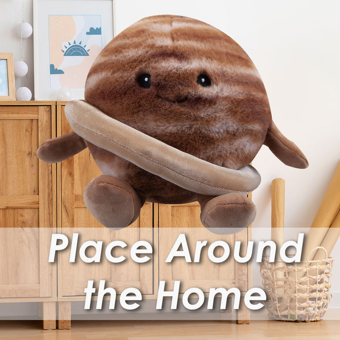 Saturn Soft Toy Planet Solar System Plush Cuddly Soft Furry Fluffy 18cm Brown