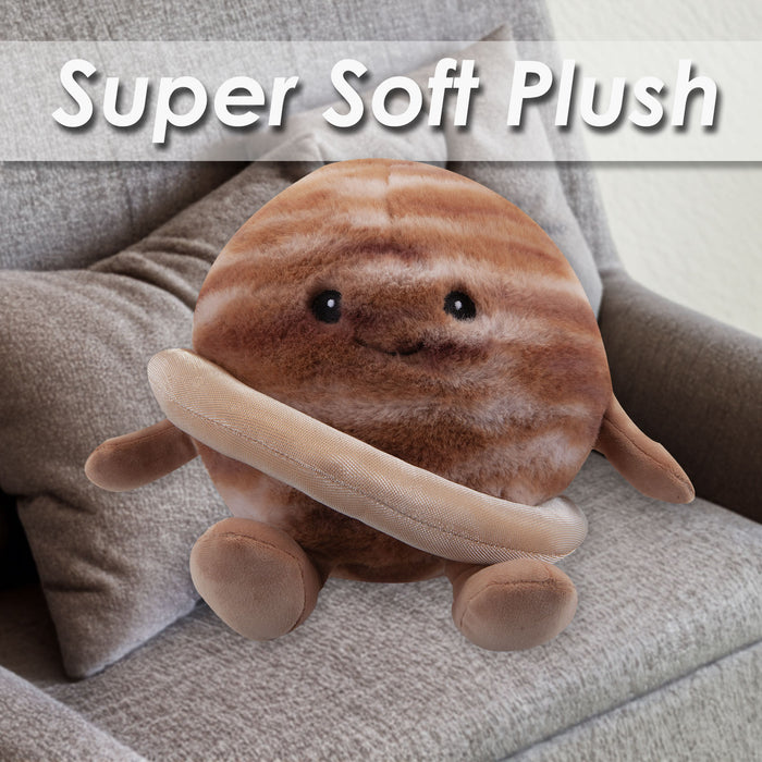 Saturn Soft Toy Planet Solar System Plush Cuddly Soft Furry Fluffy 18cm Brown