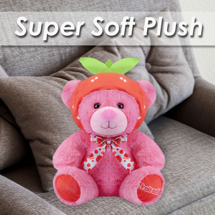 Fruit-tella Strawberry Bear Soft Toy Plush Cute Cuddly Fluffy Plushie 23cm Pink