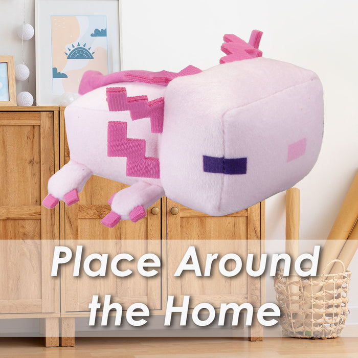 Minecraft Pink Axolotl Soft Toy Clip On Video Game Character-Officially Licensed Plush 13cm Pink