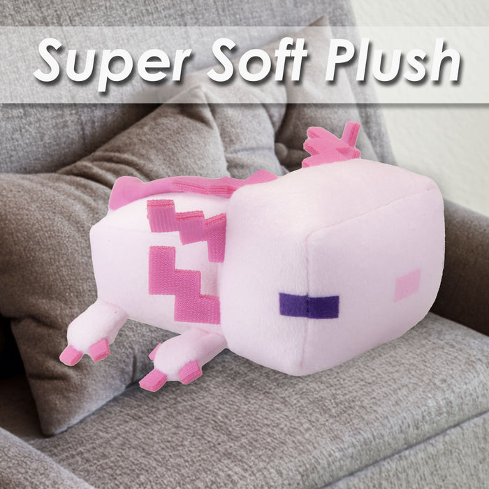 Minecraft Pink Axolotl Soft Toy Clip On Video Game Character-Officially Licensed Plush 13cm Pink