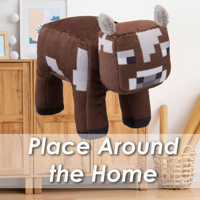 Minecraft Cow Soft Toy Clip On Video Game Character-Officially Licensed Toy Plush 13cm Brown