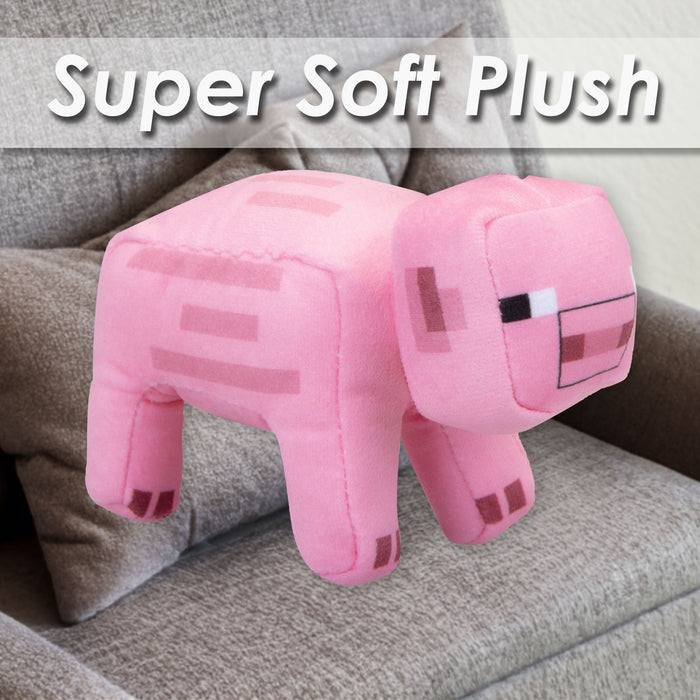 Minecraft Pig Soft Toy Clip On Video Game Character-Officially Licensed Toy Plush 13cm Pink