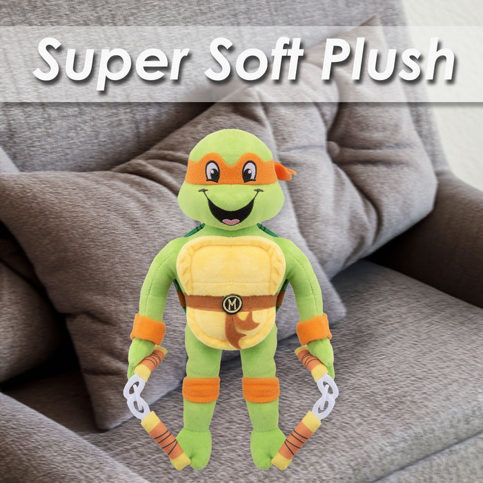 TMNT Michaelangelo Soft Toy Animated Teenage Mutant Ninja Turtles 28cm Orange