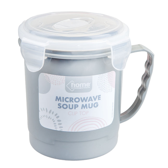 Soup Mug Grey 700ml Soup Containers with Lids Microwavable Soup Mug 12cm Grey