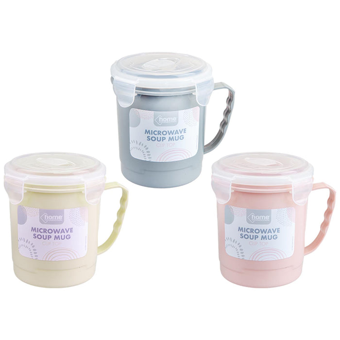 Soup Mug Grey 700ml Soup Containers with Lids Microwavable Soup Mug 12cm Grey