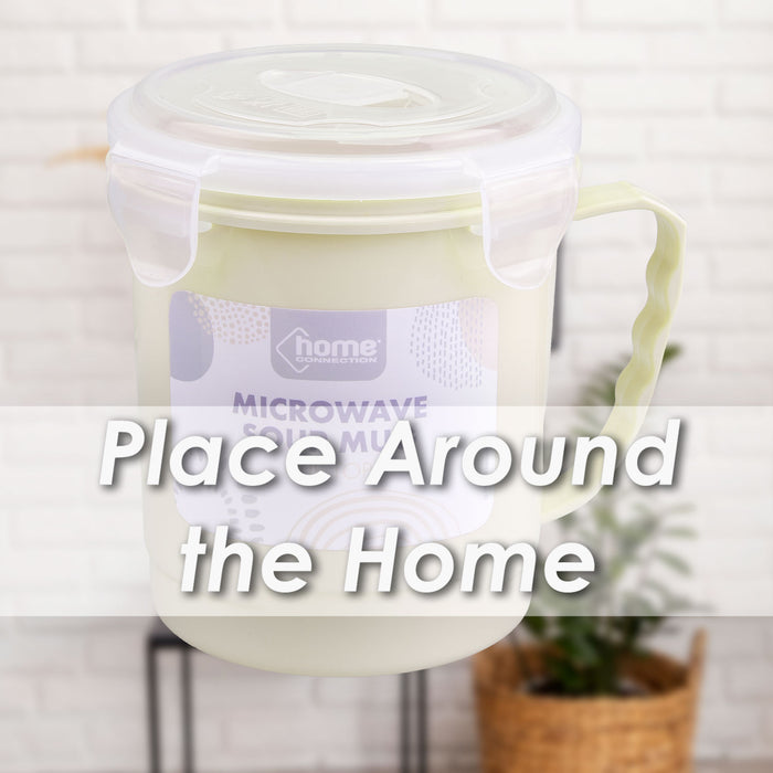 Soup Mug Yellow 700ml Containers Lids Microwavable