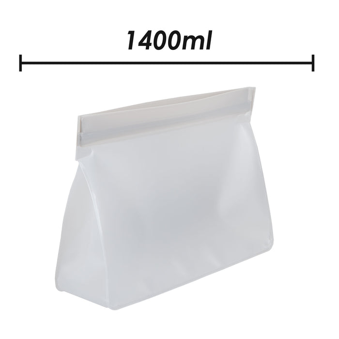 Food Storage Bag Press Seel Close 1400ml Storage Bags Reusable 20.5 x14.5cm Grey