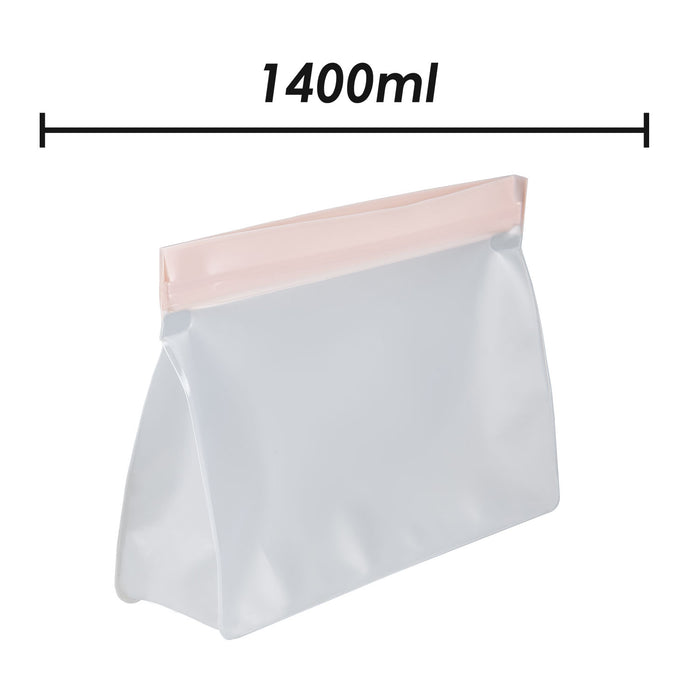 Food Storage Bag Press Seel Close 1400ml Storage Bags Reusable 20.5 x14.5cm Pink