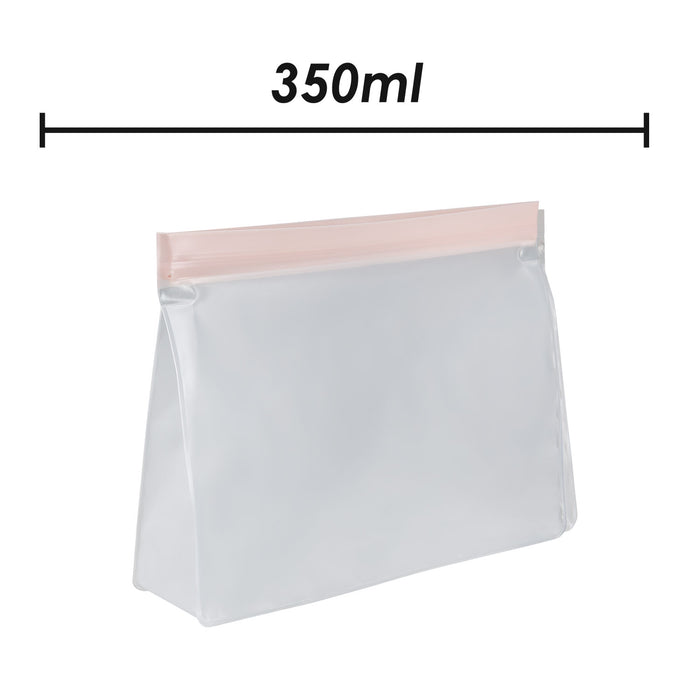 Food Storage Bag Press Seel Close 350ml Storage Bags Reusable 20.5 x14.5cm Pink