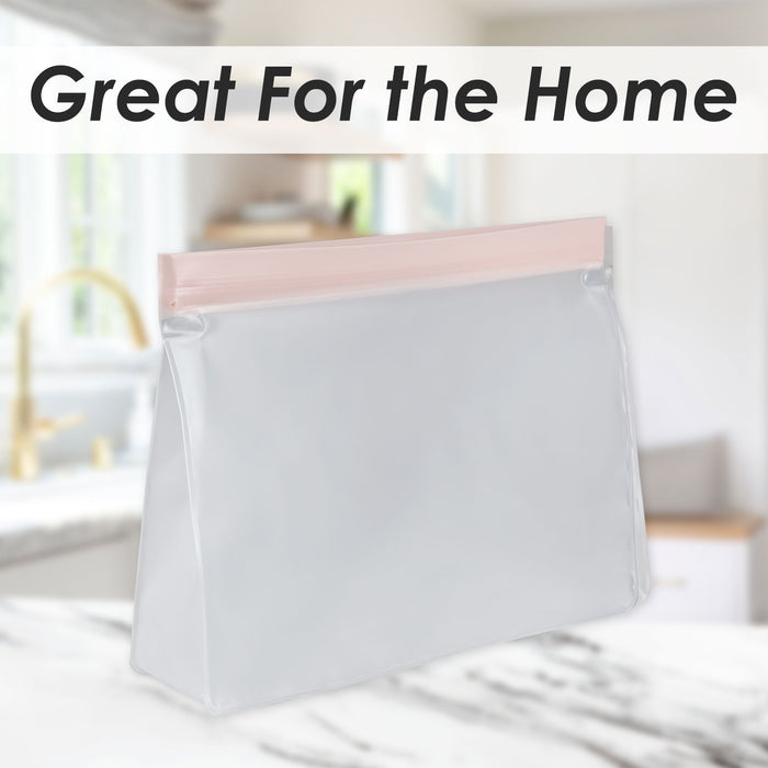 Food Storage Bag Press Seel Close 350ml Storage Bags Reusable 20. 5 x14. 5cm Pink