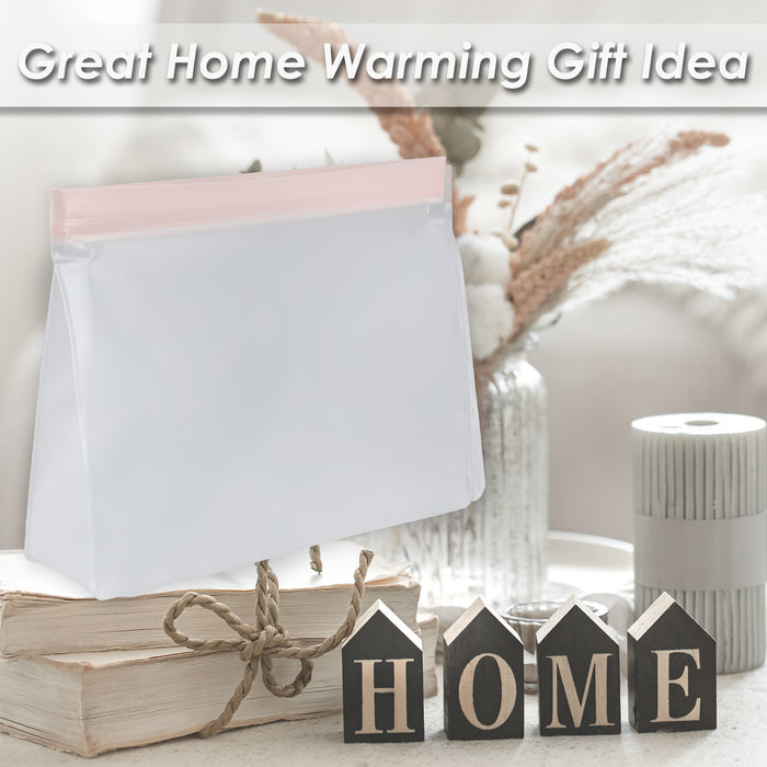 Food Storage Bag Press Seel Close 350ml Storage Bags Reusable 20. 5 x14. 5cm Pink