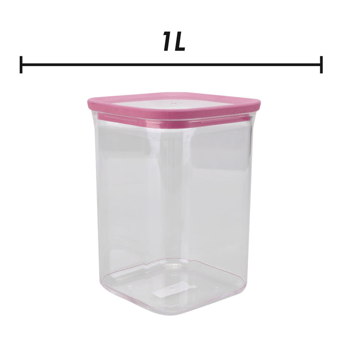 Square Food Container 1L Airtight Storage Container
 10.2 x 10.2 x 15.2cm Pink