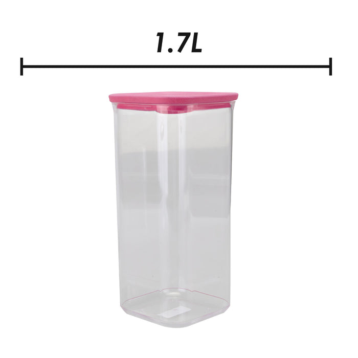 Food Container Pink 1.7L Airtight Storage Container
 10.2 x 10.2 x 22.8cm Pink