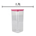 Food Container Pink 1. 7L Airtight 10. 2 x 10. 2 x 22. 8cm Pink