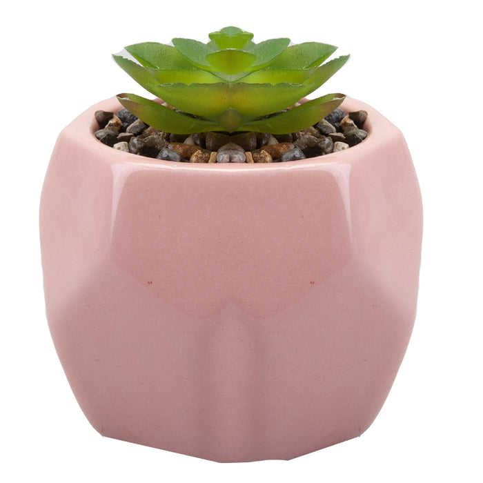 Artificial Plant Pink Indoor Potted Pot Plastic Small Succulents 12.
