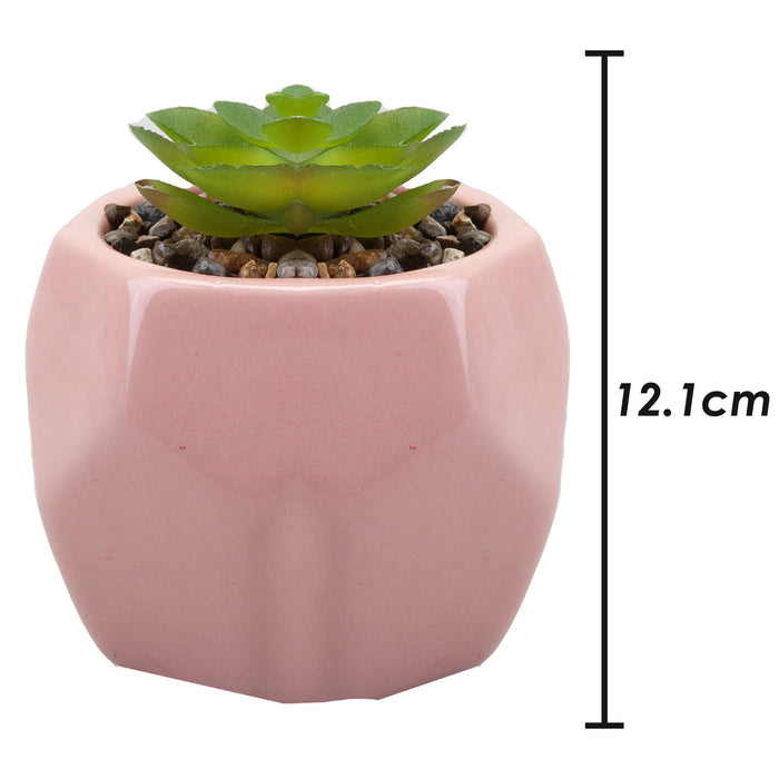 Artificial Plant Pink Indoor Potted Pot Plastic  Small Succulents 12.1cm Pink