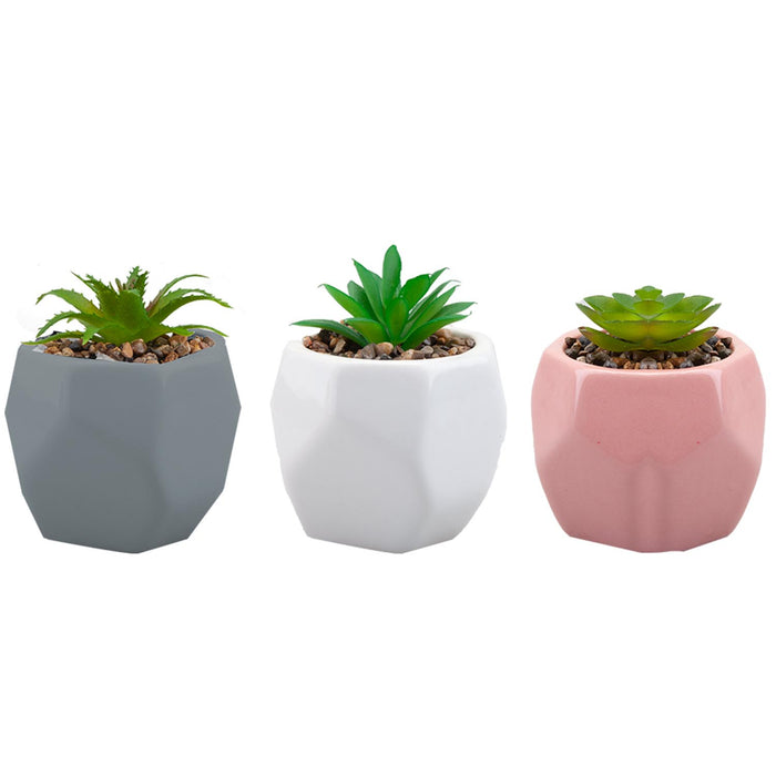Artificial Plant Pink Indoor Potted Pot Plastic Small Succulents 12. 1cm Pink