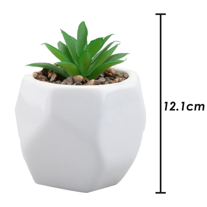 Artificial Plant White Indoor Potted Pot Plastic  Small Succulents 12.1cm White