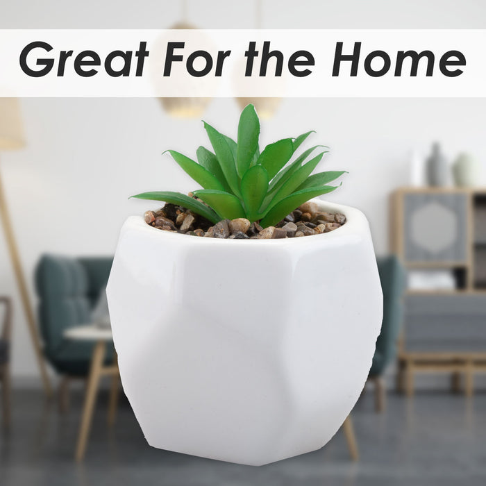 Artificial Plant White Indoor Potted Pot Plastic  Small Succulents 12.1cm White