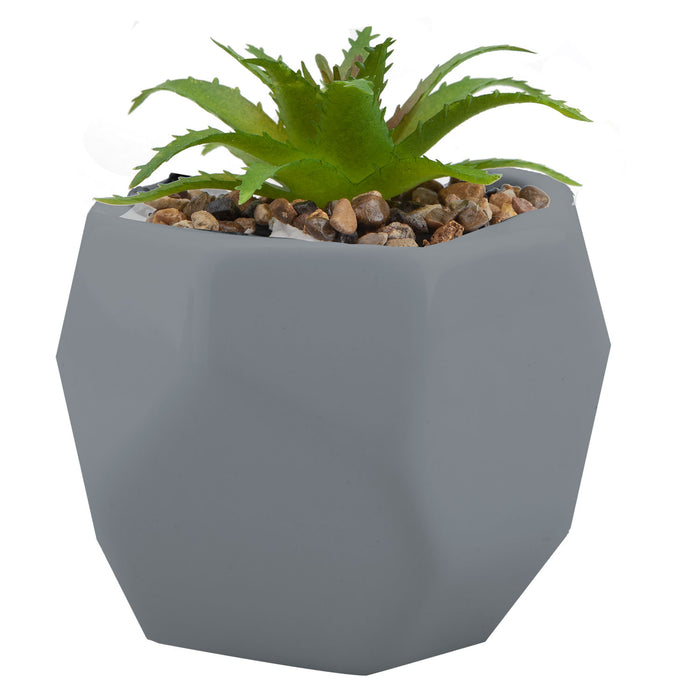 Artificial Plant Grey Indoor Potted Pot Plastic  Small Succulents 12.1cm Grey