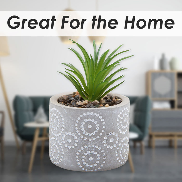 Artificial Plant Small Square Indoor Potted Plastic Small Succulents 11. 6cm Grey
