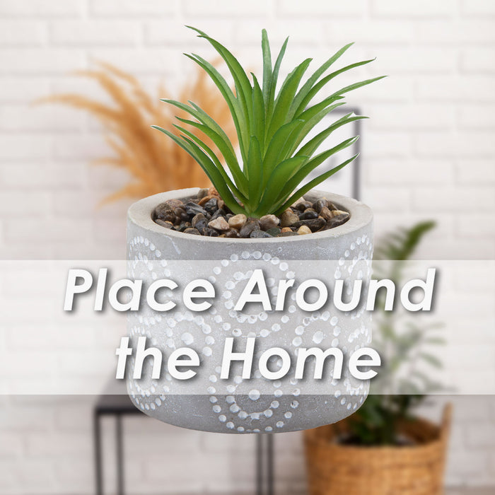 Artificial Plant Small Square Indoor Potted Plastic Small Succulents 11. 6cm Grey