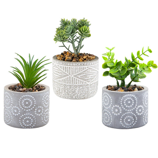 Artificial Plant Small Square Indoor Potted Plastic Small Succulents 11. 6cm Grey