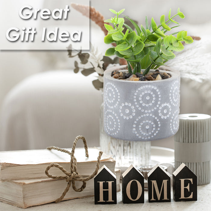 Artificial Plant Large Square Indoor Potted Plastic Small Succulents 11. 6cm Grey
